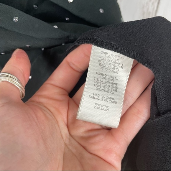 Rebecca Taylor silk sparkle split back black blouse size 6 - Picture 4 of 5